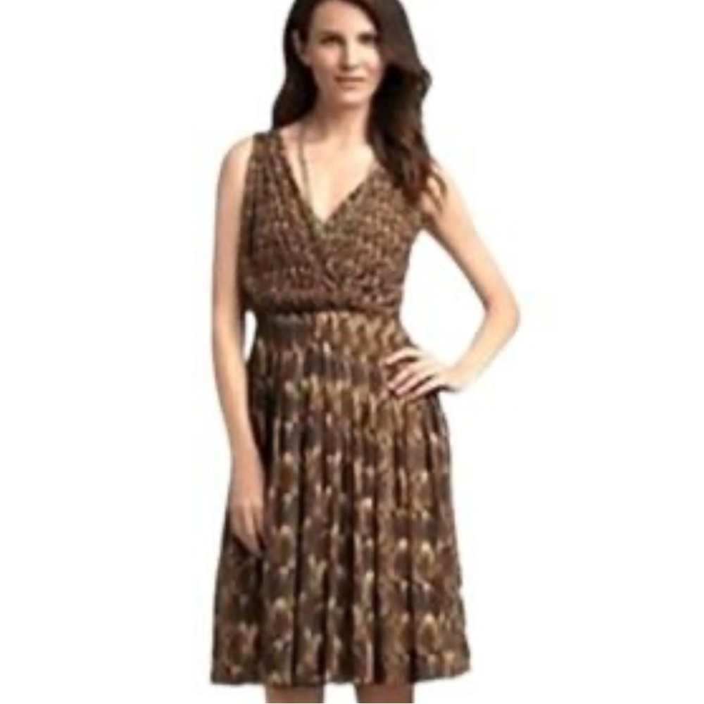 NWT Talbots Sleeveless V-Neck Dress Knee Length Size 8P Brown - Picture 2 of 11